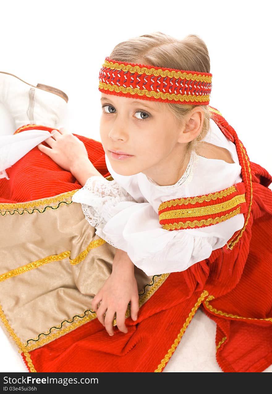 Portrait of a young girl in Belarussian national dress. Portrait of a young girl in Belarussian national dress