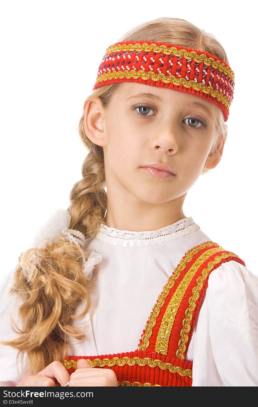 Portrait of a young girl in Belarussian national dress. Portrait of a young girl in Belarussian national dress