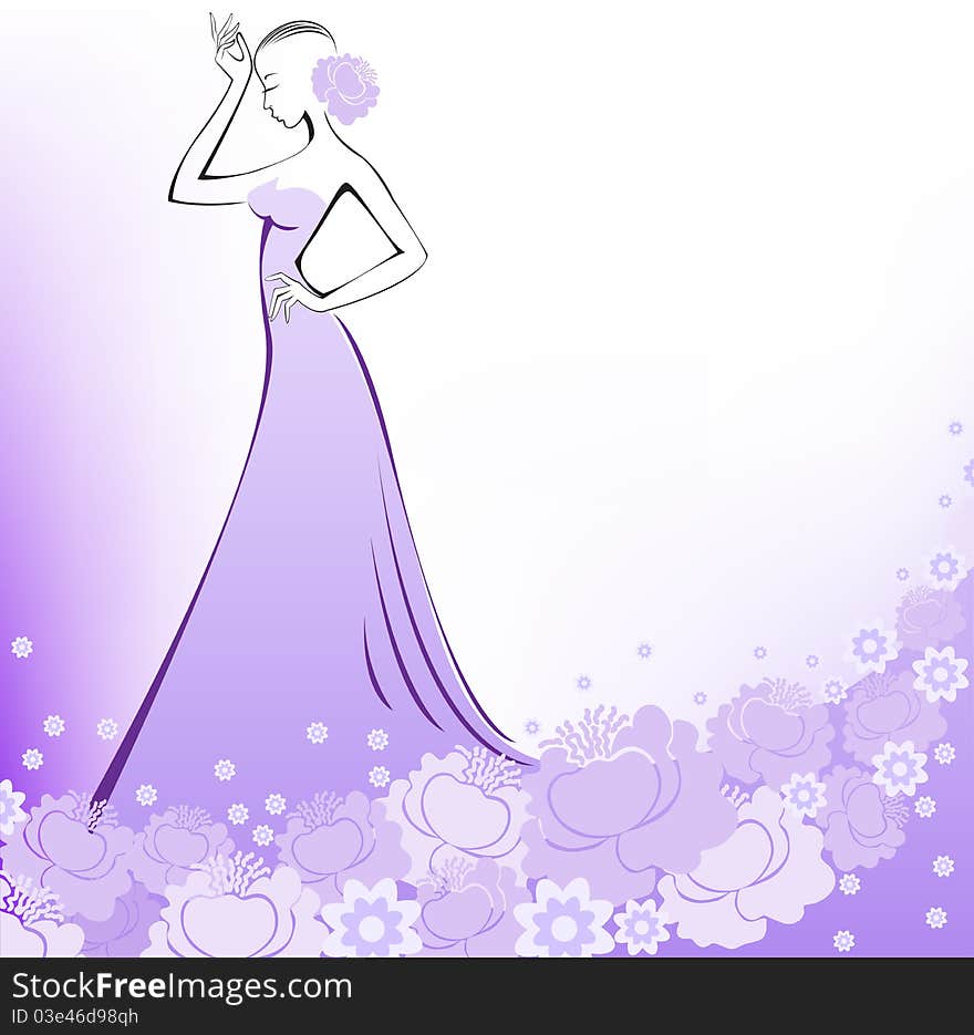 A woman in a lavender dress