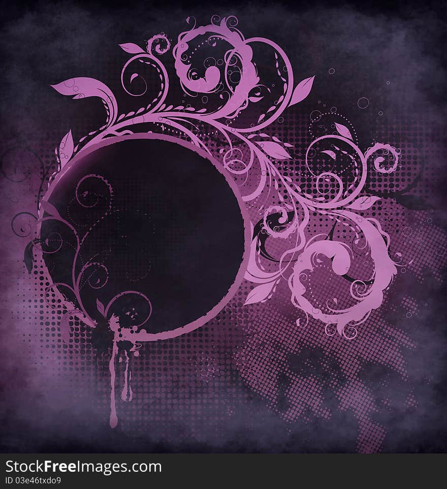 Grunge background with decorative floral design. Grunge background with decorative floral design