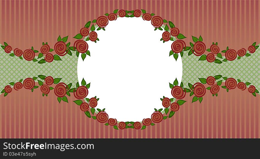 Vignette of red roses on a dark striped background. Vignette of red roses on a dark striped background