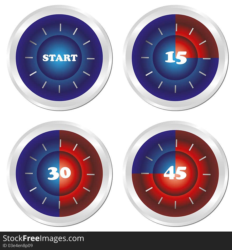 Timer. Set Of Four Clock.