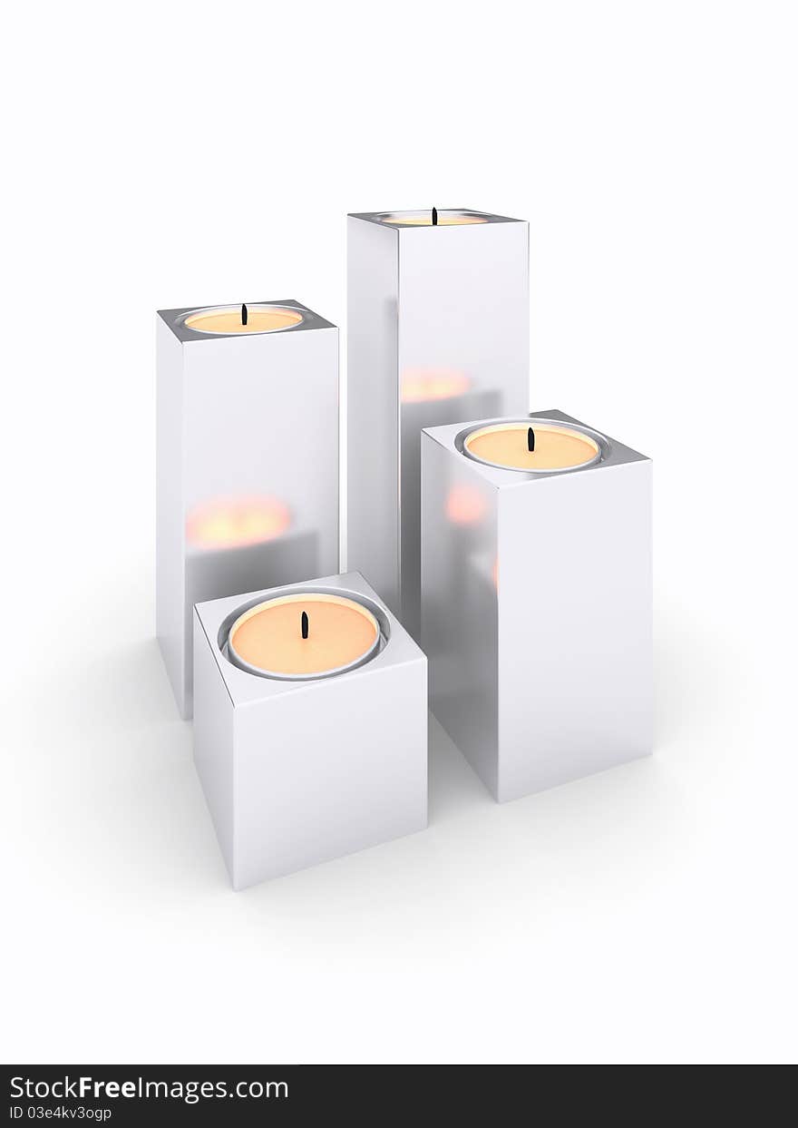 3d candles on a white background