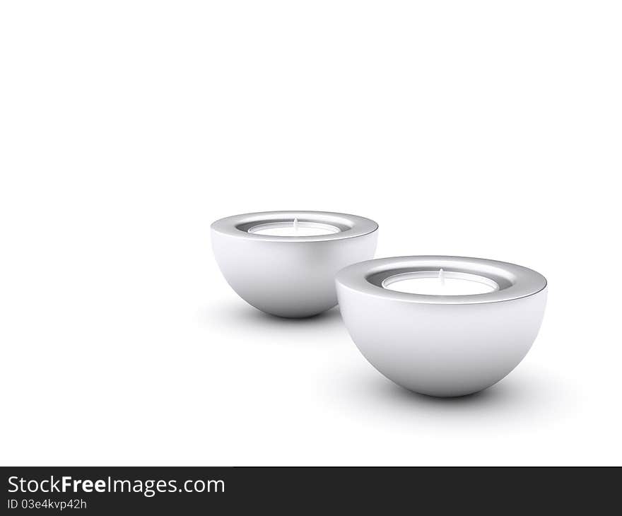 Two 3d candles on a white background