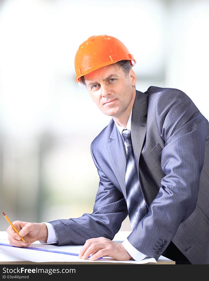 A handsome business construction man on the work site. A handsome business construction man on the work site