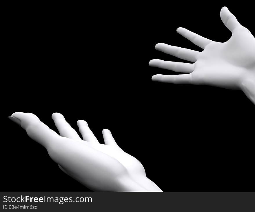 3d hands show on a black background. 3d hands show on a black background