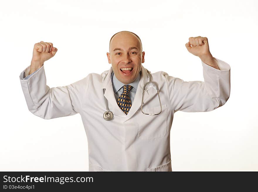 A hospital doctor on white background