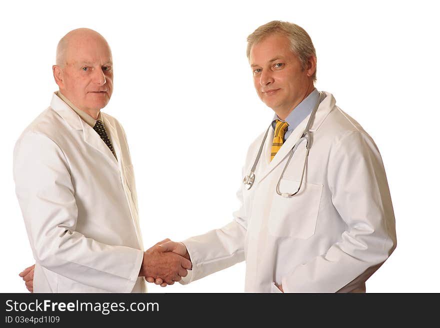 A hospital doctor on white background. A hospital doctor on white background