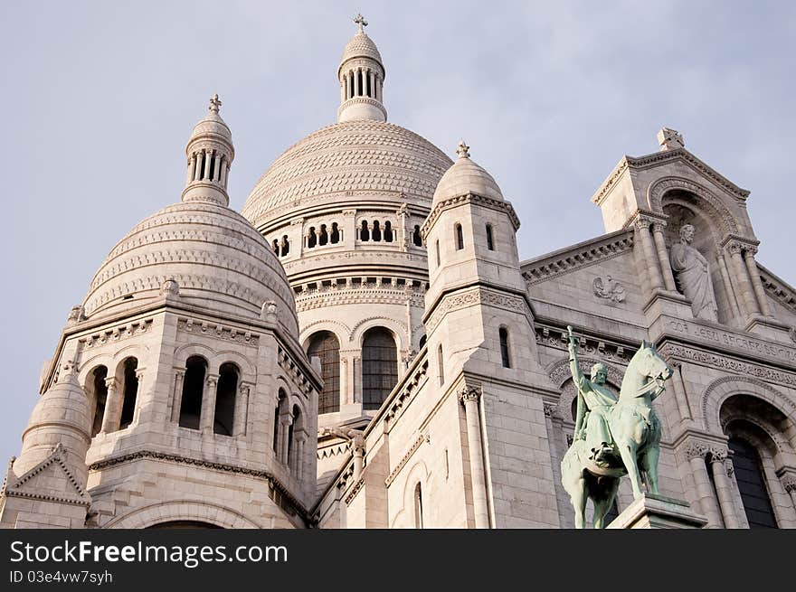 View of the white Sacre Coeur in Paris