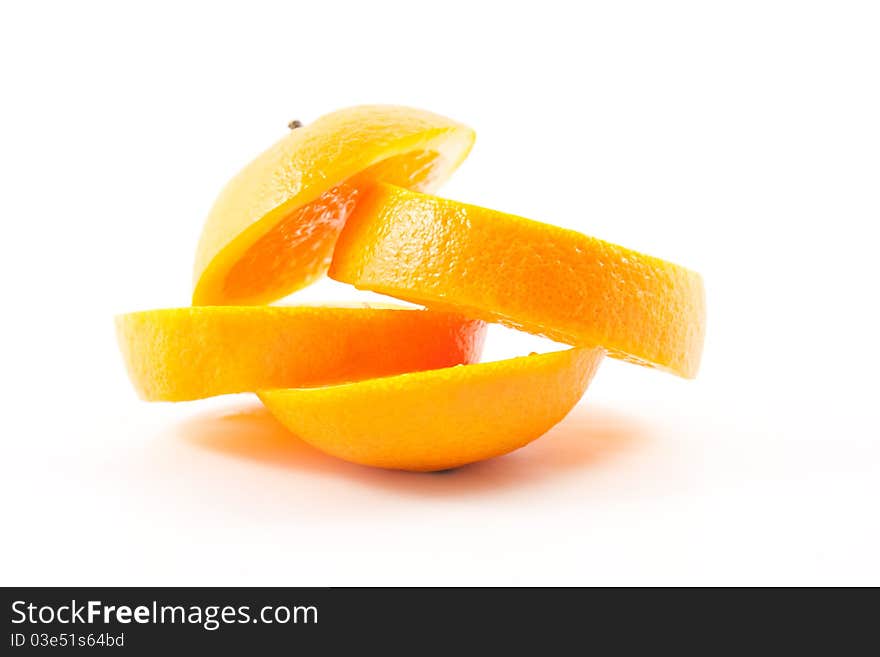 Juicy orange slices isolated onn white