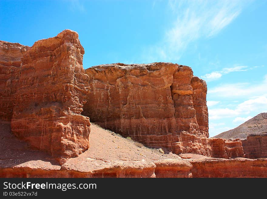 Canyon stone in Kazakhstan,summer day