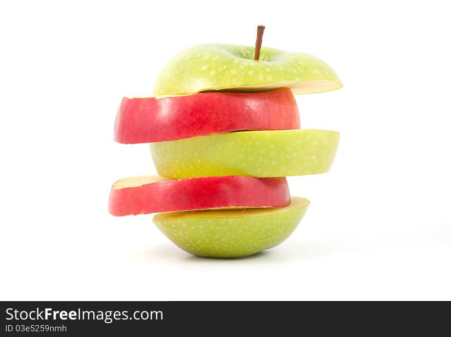 Red and green apple slices. Red and green apple slices