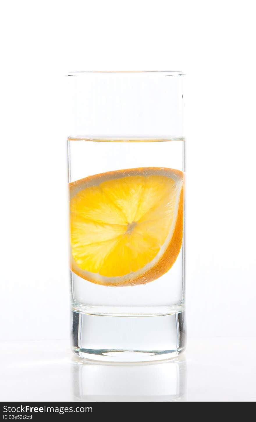 Mineral water with orange slice. Mineral water with orange slice