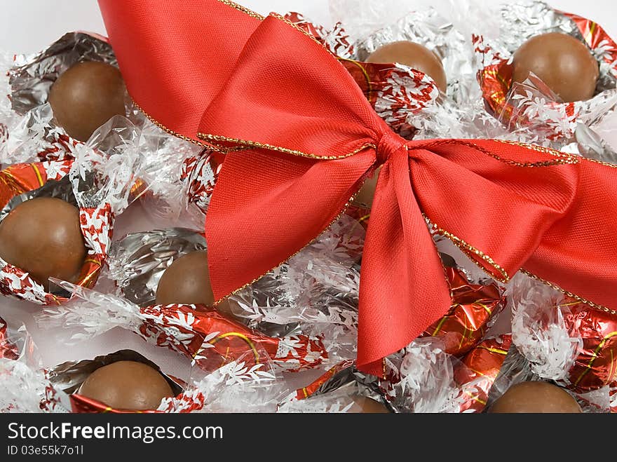 The developed chocolates of the round form