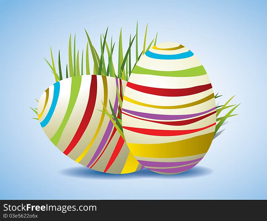 Easter Eggs on Fresh Green Grass