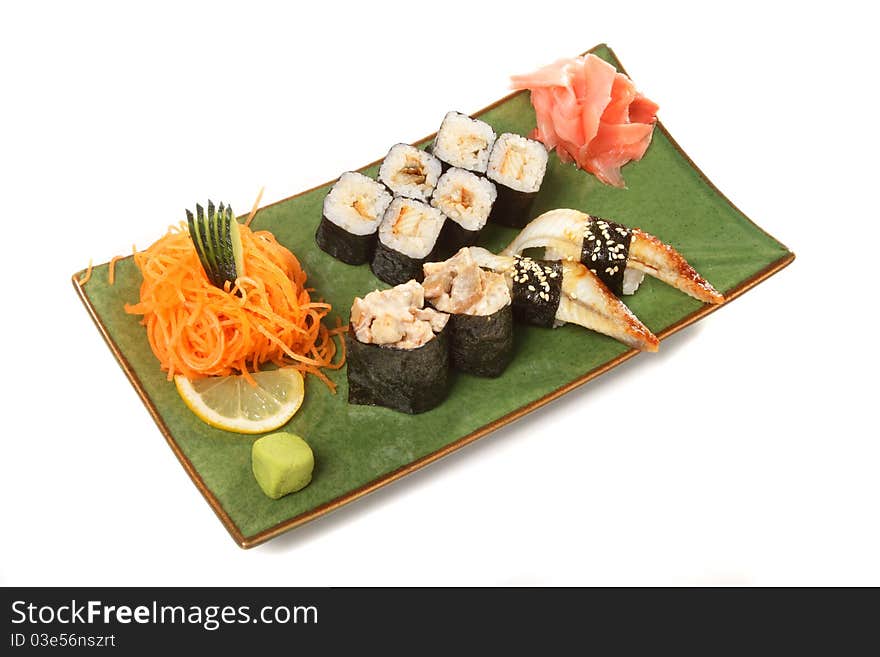 Masterpieces of Japanese cookery. It is isolated on a white background.