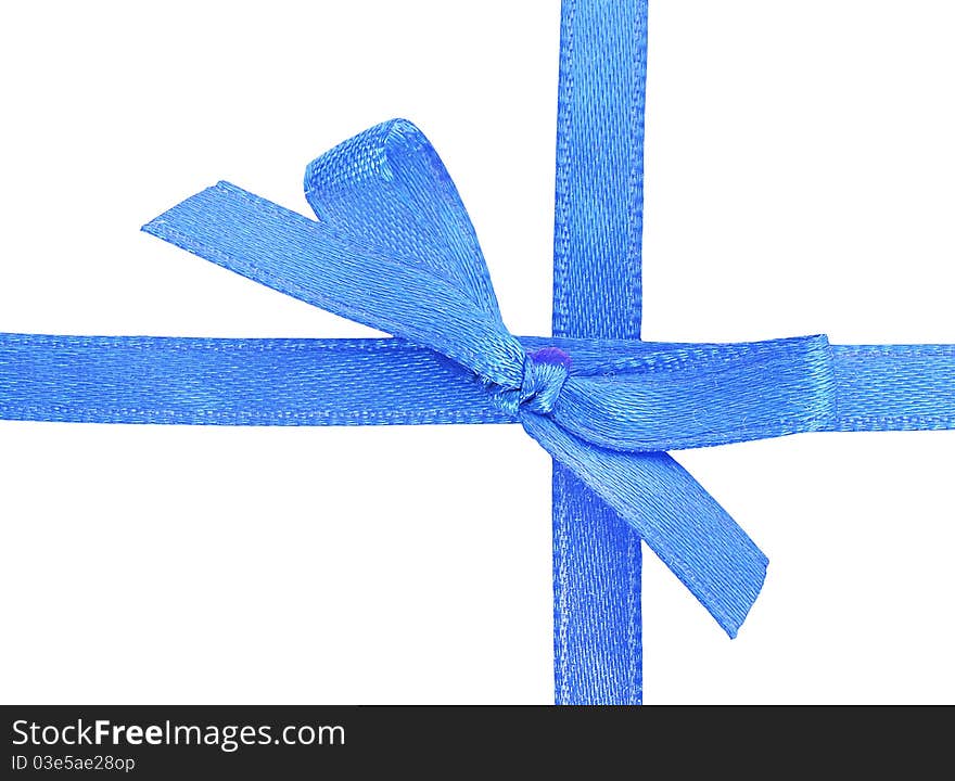 Blue bow isolated on white background