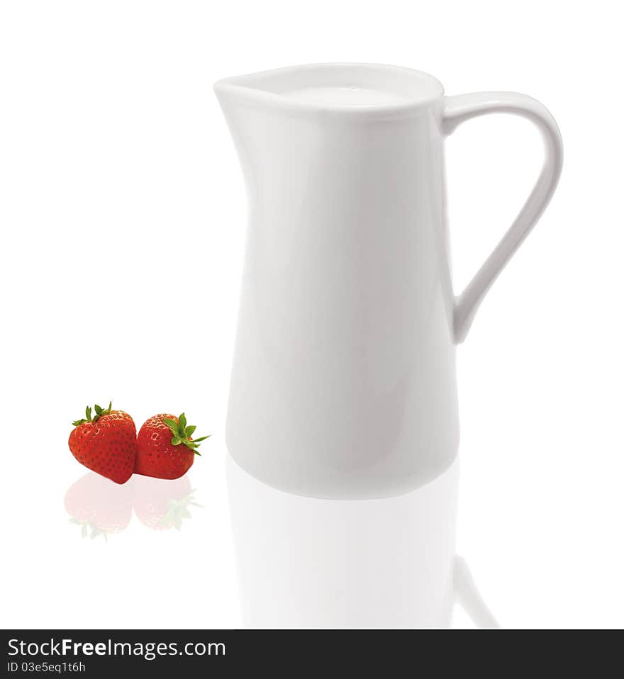 Milk pot with stawberry