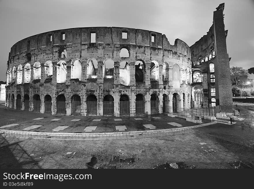 Lights of Colosseum at Night