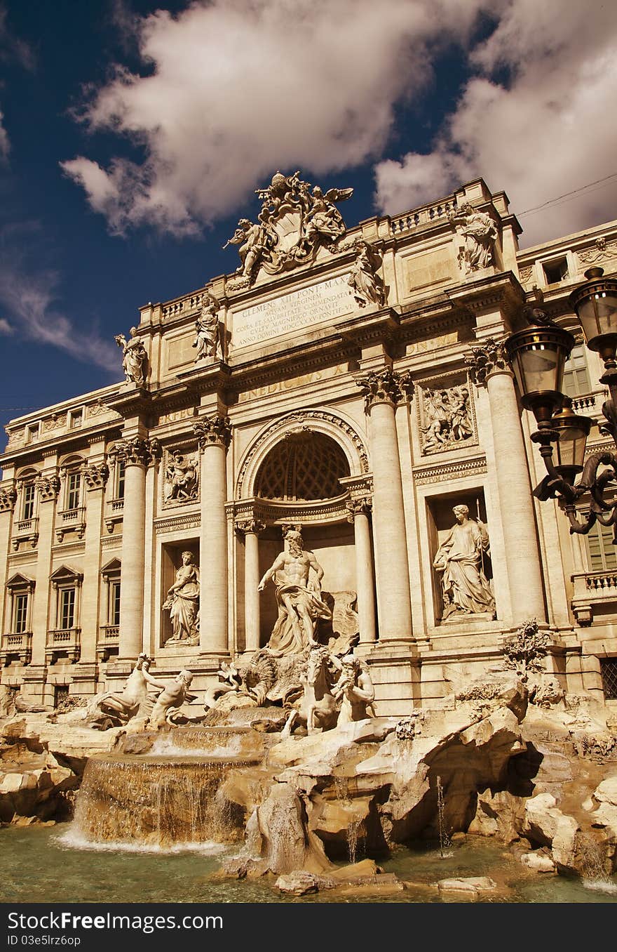 Architectural Detail of Trevi Fountain, Rome, Italy