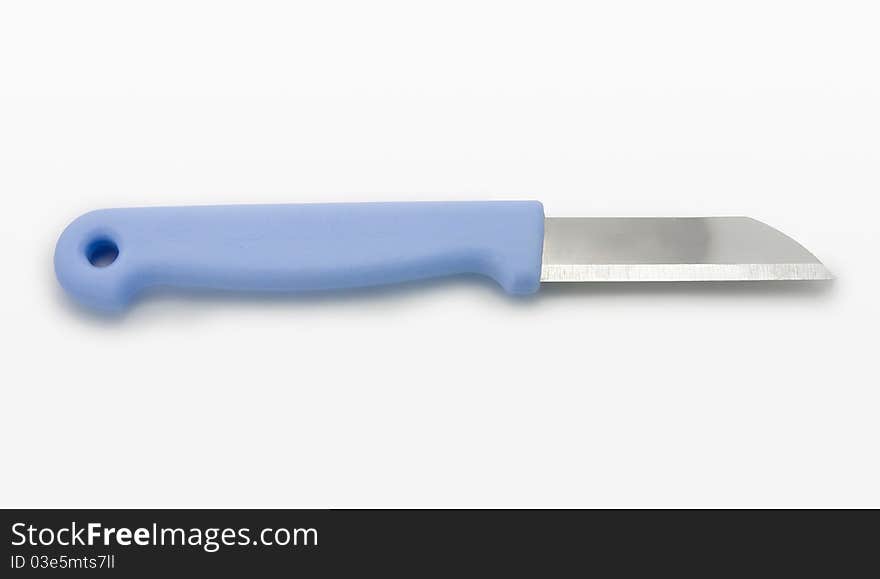 Blue knife on white background