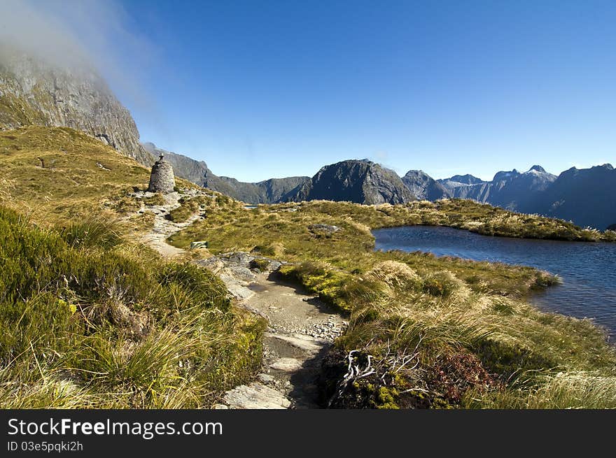 Mackinnon Pass - Mackinnon Memorial, Milford Track. Mackinnon Pass - Mackinnon Memorial, Milford Track