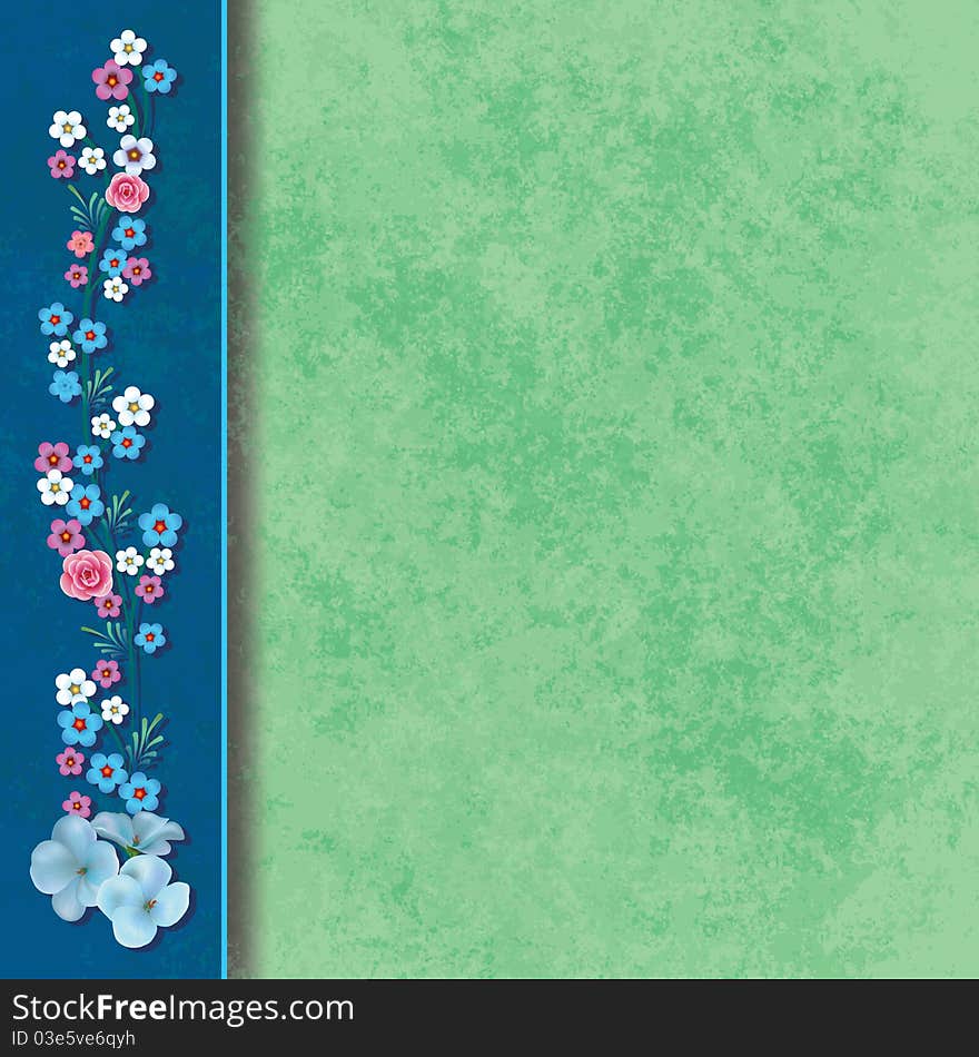 Abstract grunge background with flowers