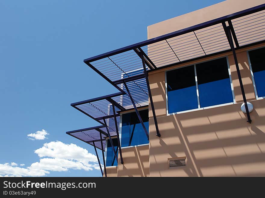 Angled view of a modern architecture building