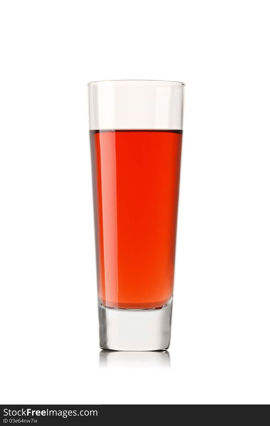 fresh strawberry juice on a white background