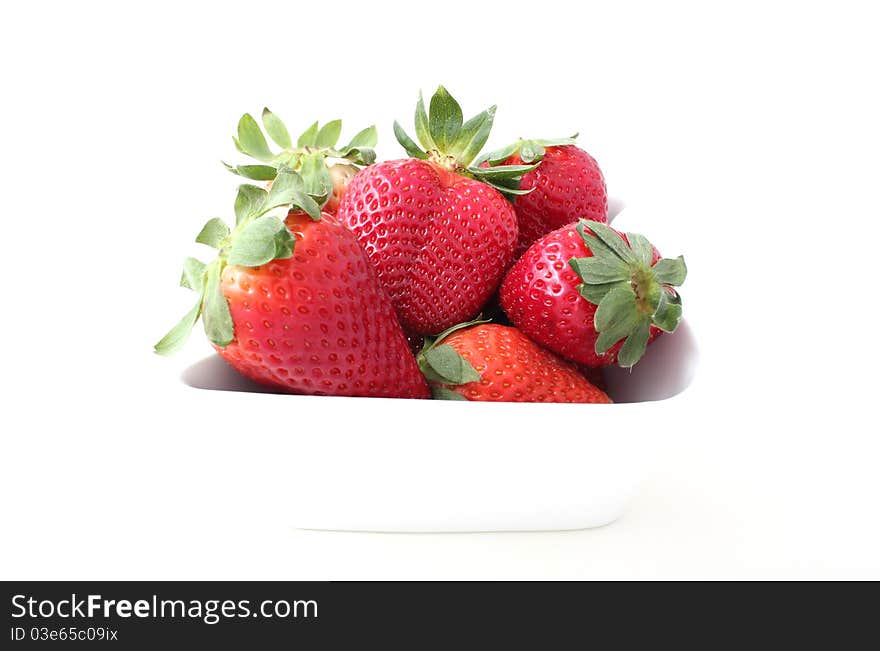 Strawberries in a white bowl