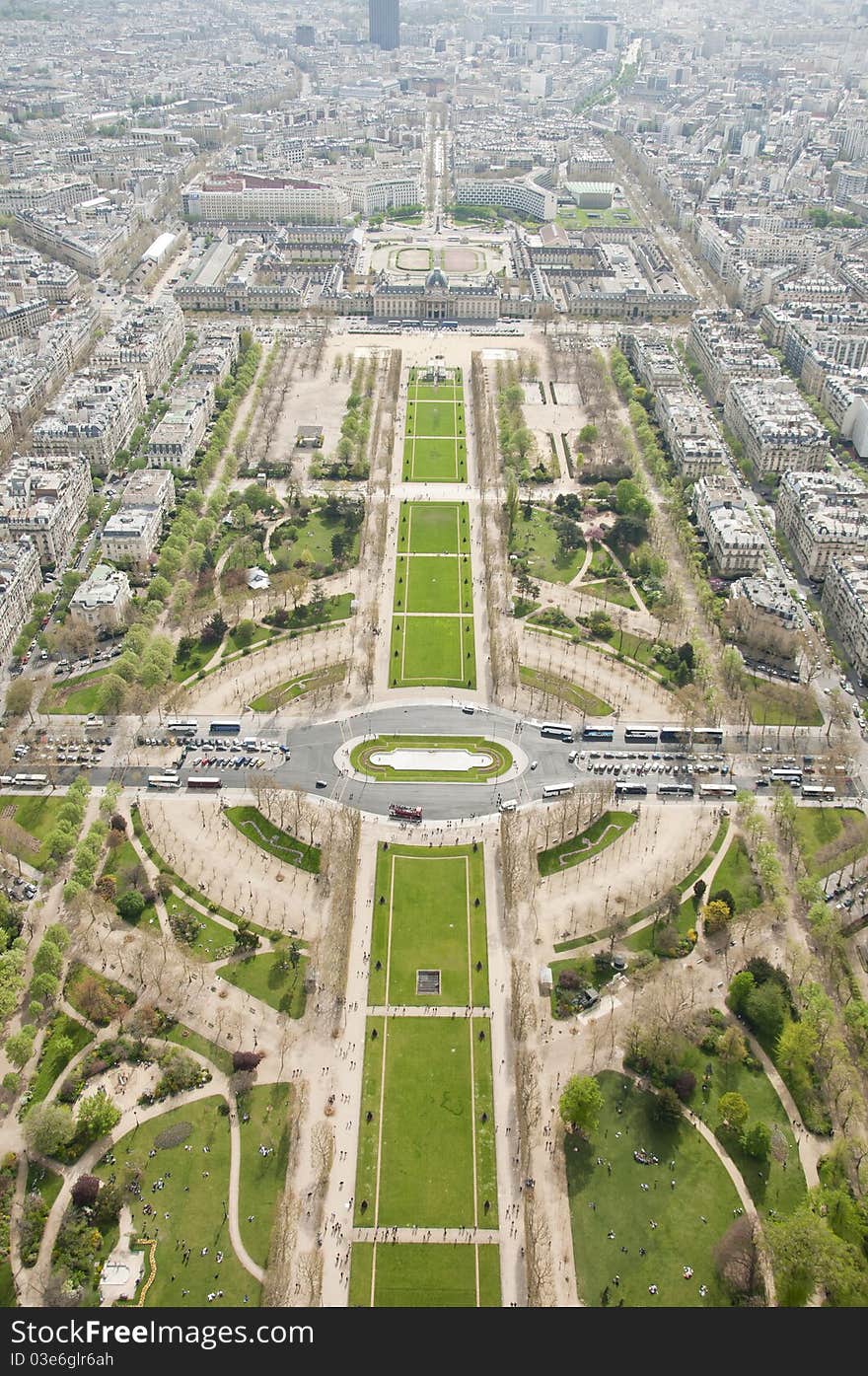 Birdseye view of Paris from Eiffel Tower