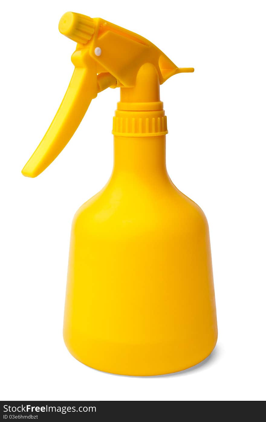 Isolated yellow plastic sprayer on white background