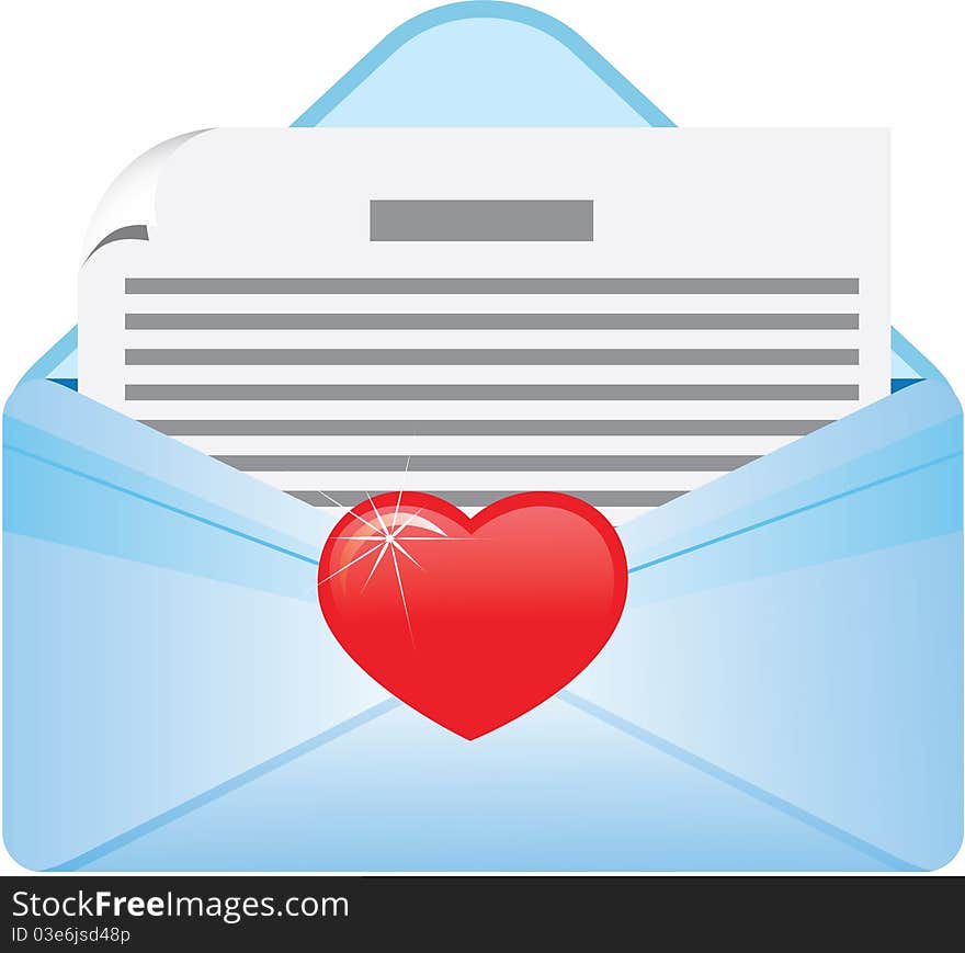 Envelope with the letter and a heart