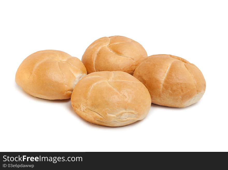 Fresh buns isolated on white background