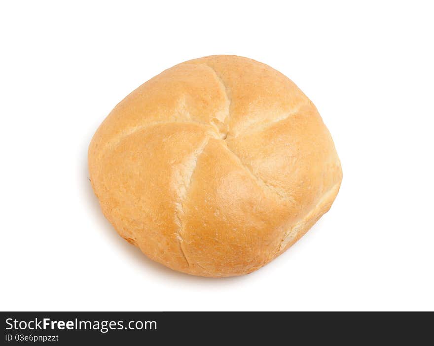 Freshly baked kaiser bun on a white background