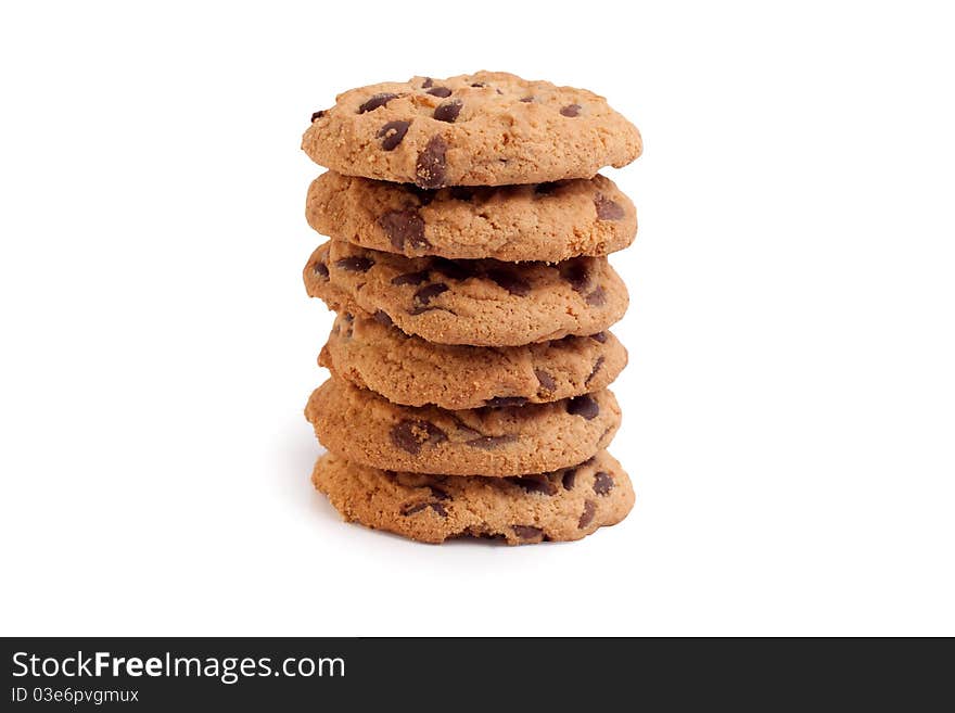 Chocolate cookies tower isolated on white