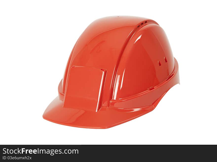 An orange safety helmet isolated on white background. An orange safety helmet isolated on white background.