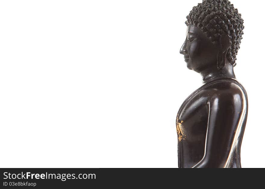 Ancient Scratch Black Buddha Isolated