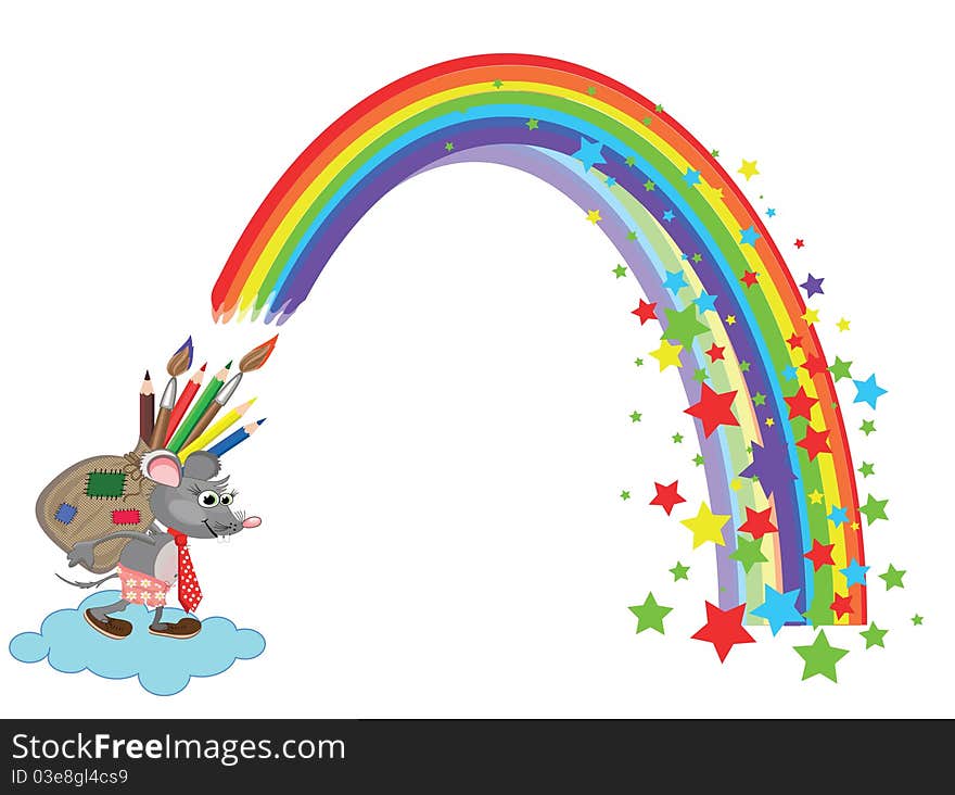 Background with rainbow and  mouse