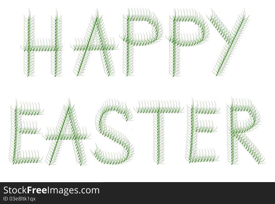 Happy Easter isolated on white made of grass