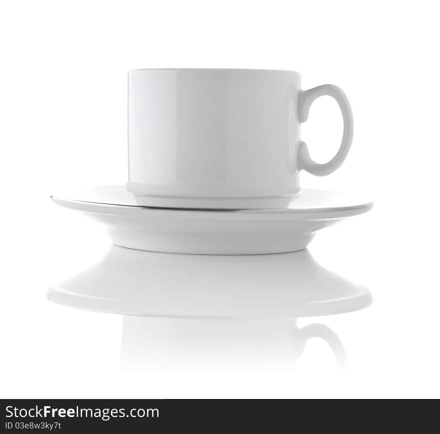 White Ceramic Cup On Saucer