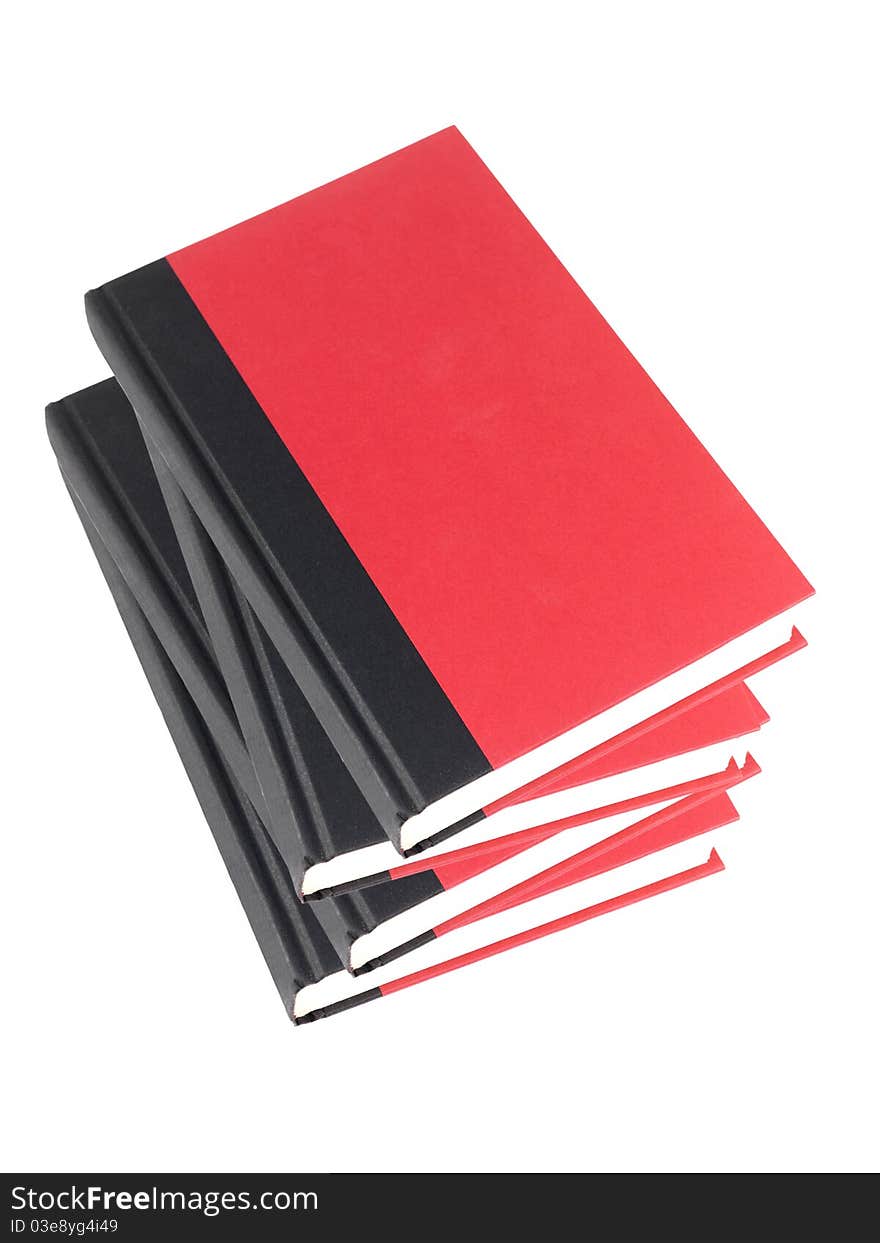 Red books isolated against a white background