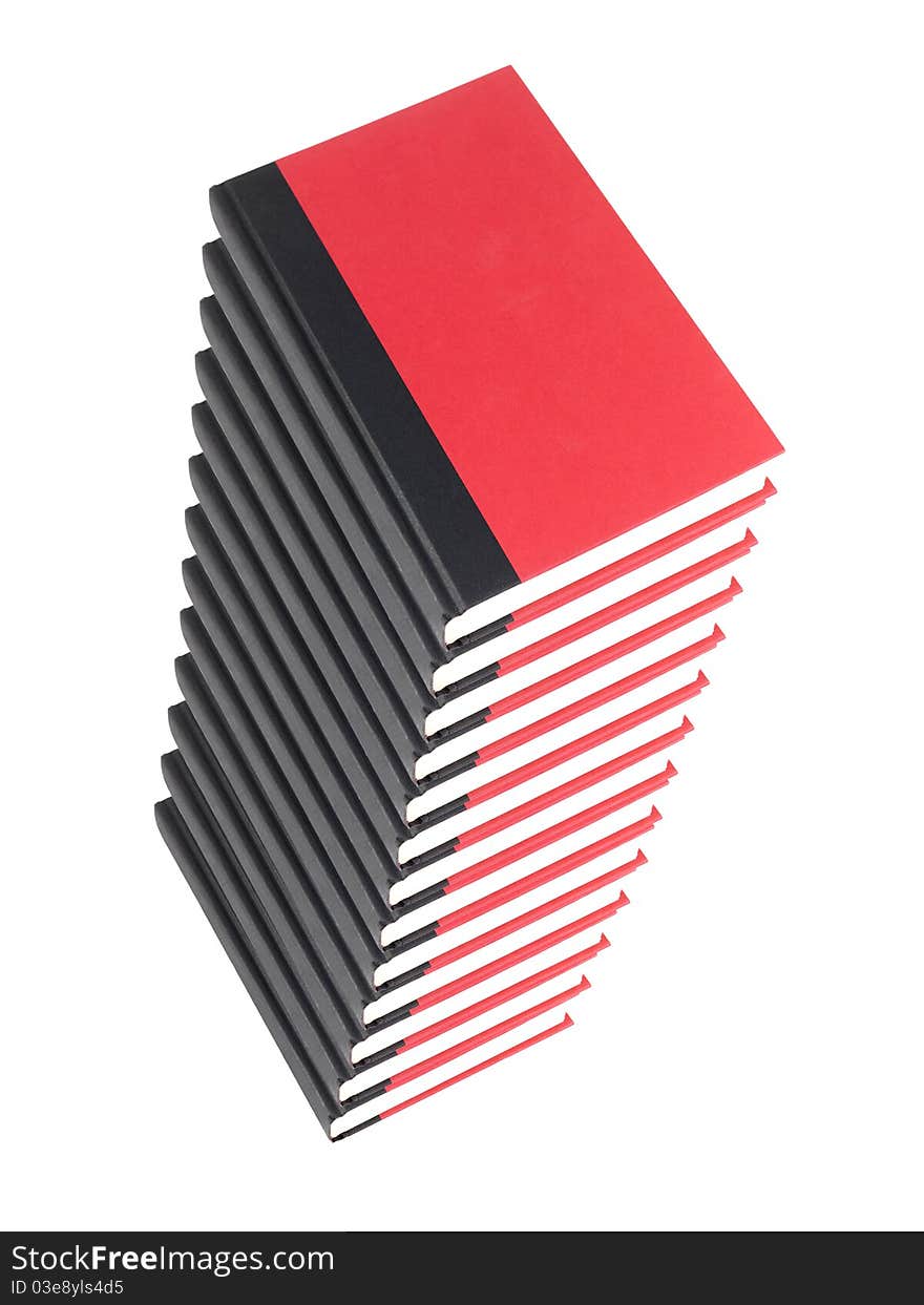 Red books isolated against a white background