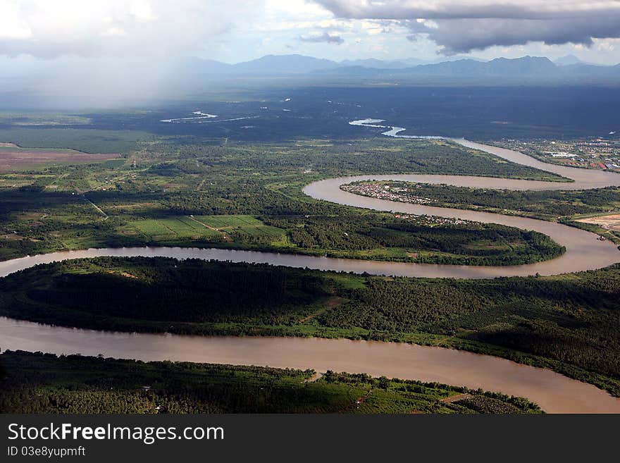 River Crossing The Land