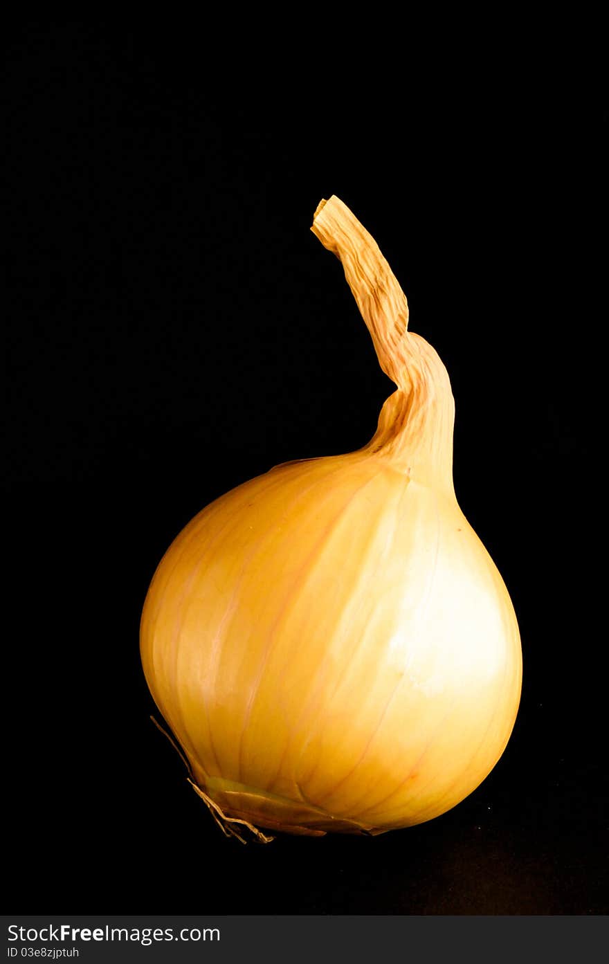 Lonely yellow Bulb with a patch of light on a black background