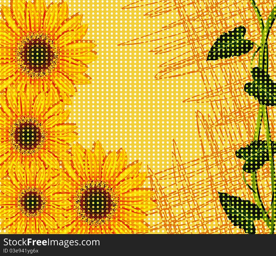 The abstract background with sunflowers. The abstract background with sunflowers