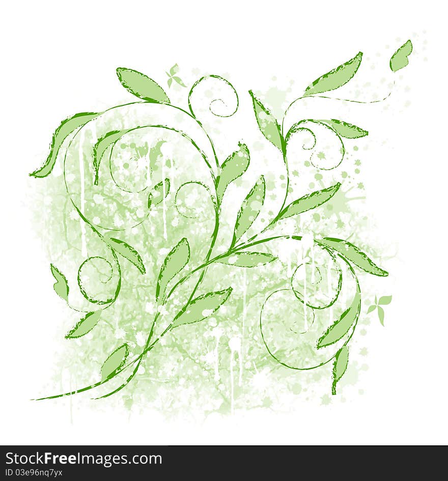 Grunge background with decorative floral design. Grunge background with decorative floral design