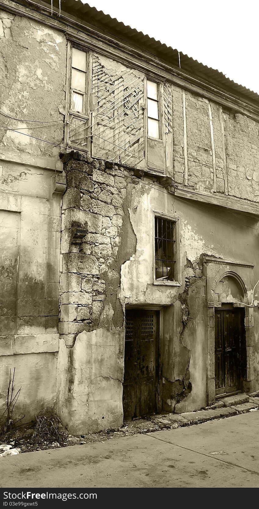 Old house in monochrome, sepia