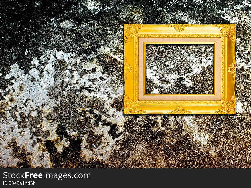 Rough Wall With Vintage Gold Frame