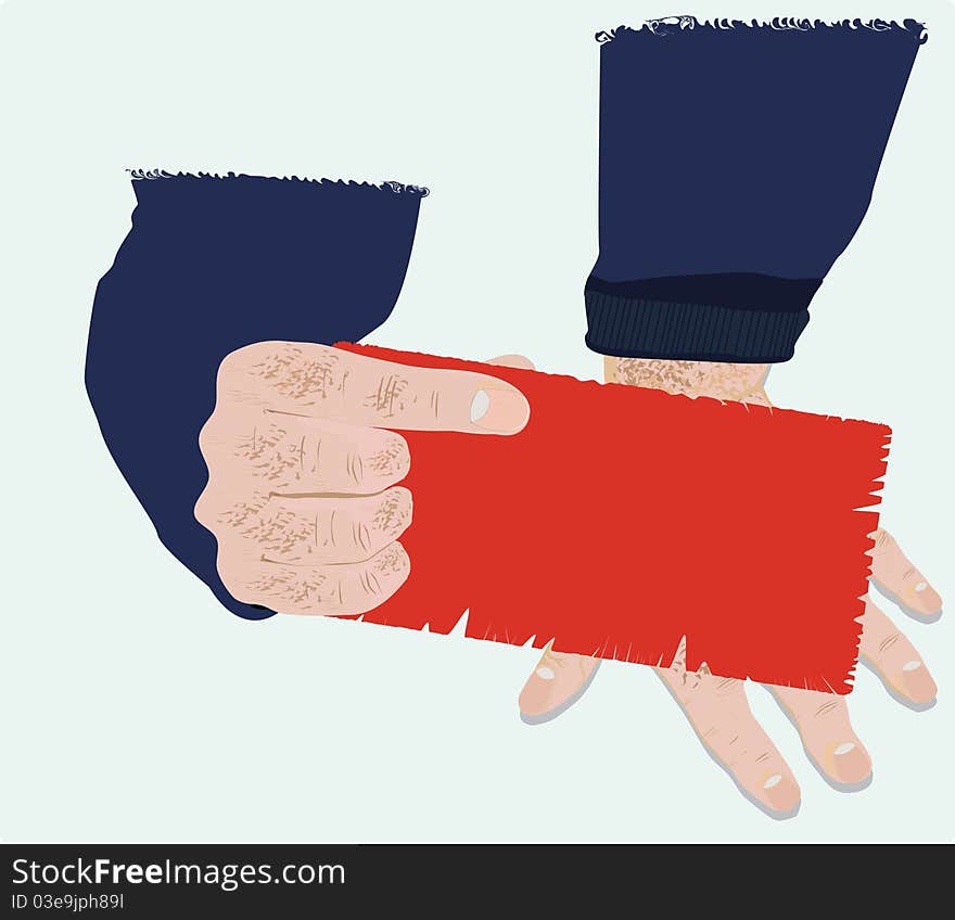 Hand holds a red card